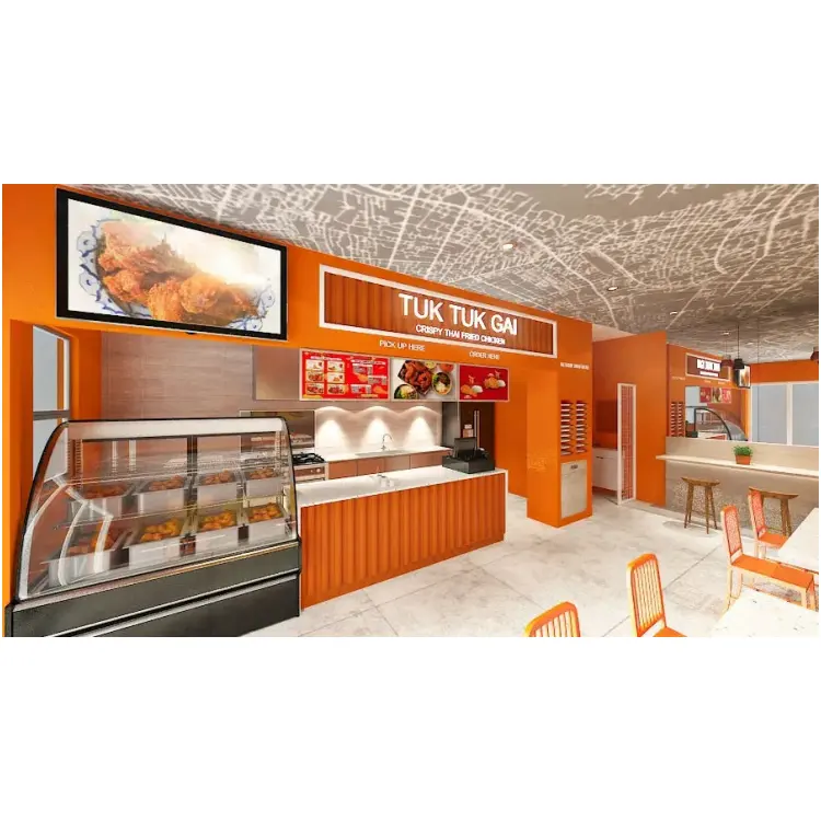 Design d'intérieur pour le comptoir de bar de la restauration rapide Thai Fried Chicken à vendre