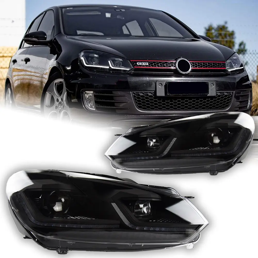 Luces de coche para VW Golf 6, lente de proyector Golf6 Mk6, señal dinámica, faro LED Drl, accesorio automotriz