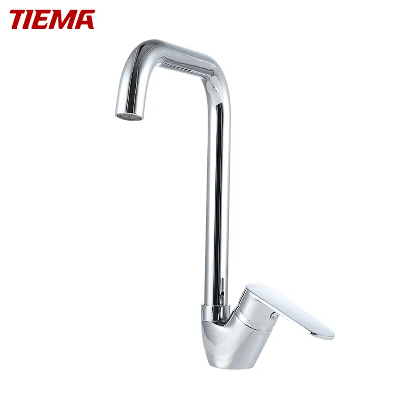 TIEMAスクエアフラットチューブ冷熱真鍮水混合バスルーム洗面器キッチンシンク蛇口