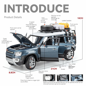 Diecast oyuncaklar Model araba 1:24 Land Rover Defender alaşım araba modeli ses ve ışık geri çekme süslemeleri süs Modelo Del Del - Product Image 3
