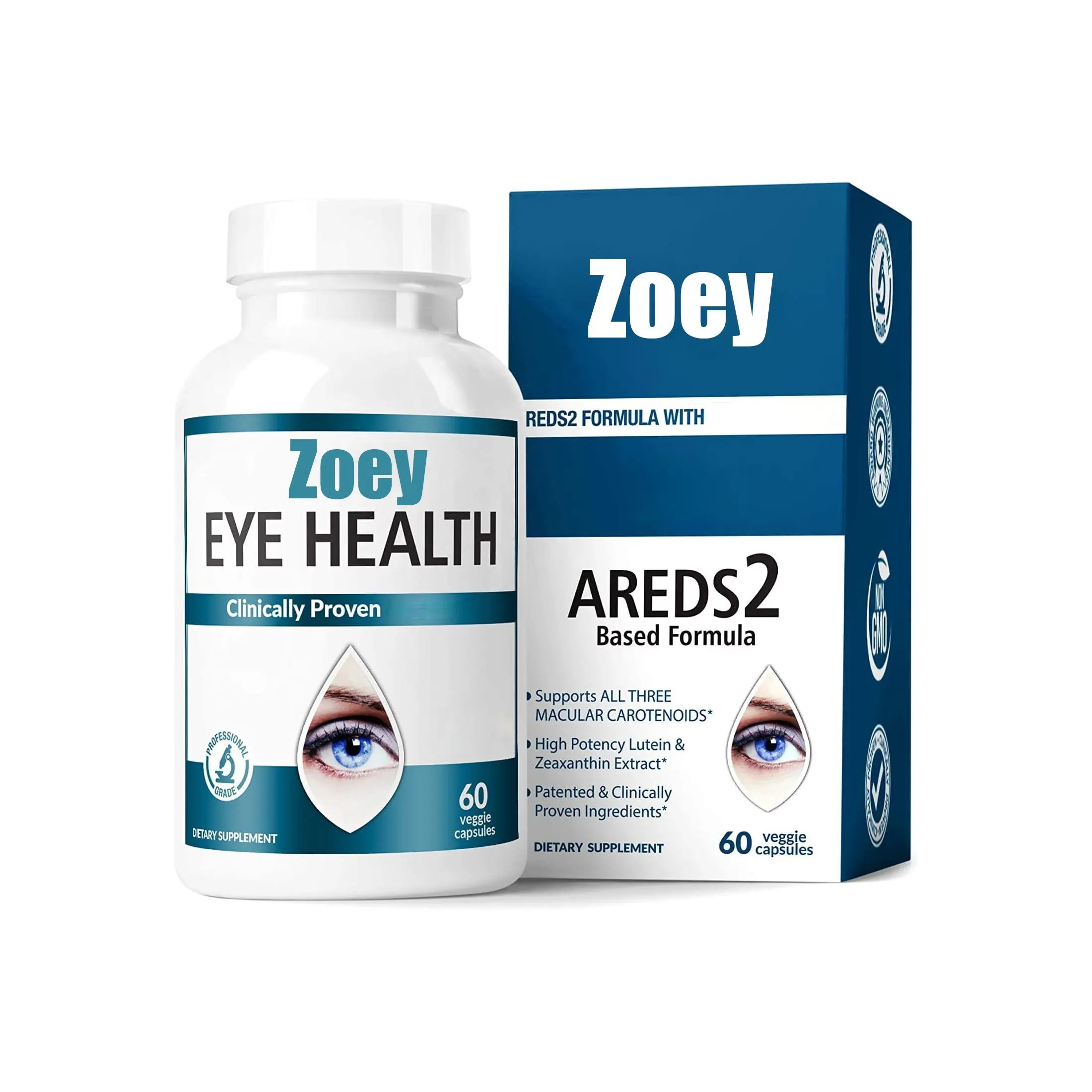 Private Label Eye Vitamins With Lutein Zeaxanthin & Bilberry Extract Supports Eye Strain Dry Eyes and Vision Health