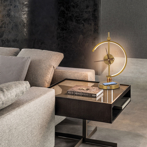 2022 New Arrival Golden <strong>Time</strong> Wireless Charging LED Table <strong>Lamp</strong> with Battery-driven Clock Wireless Charger and USB Port for Phones - Product Image 2