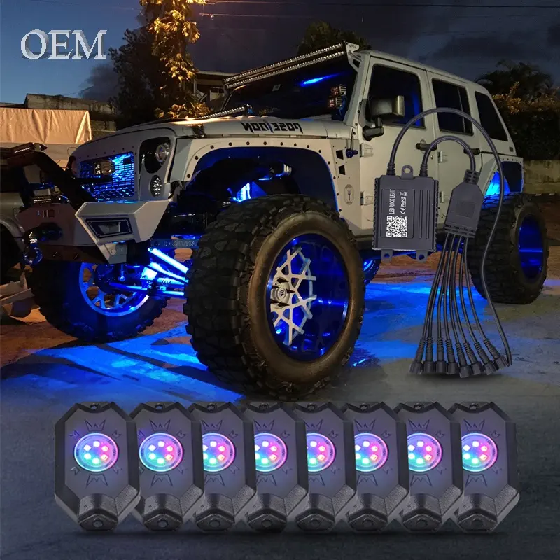 8 Pod Pure White 4 Pods Rgbw Rock Light Rgb Truck Lámparas Led Rock Pod Light 60W 36w 40W Combo de inundación para Jeep Wrangler Jk Lights