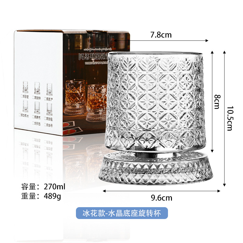 Boîte de couleur de tasse rotative de base de cristal de style de fleur de glace