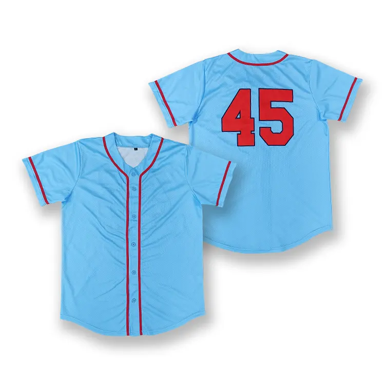 เสื้อเบสบอลผ้าโพลีเอสเตอร์สำหรับผู้ชายเสื้อกีฬาเบสบอลตาข่ายระบายอากาศได้ดีผลิตตามสั่ง