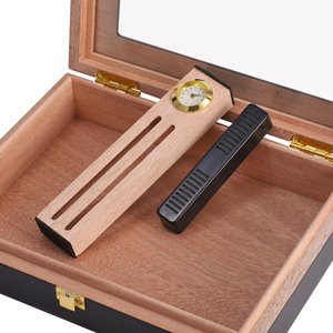 Luxury Portable Black Wooden Cigar <strong>Humidor</strong> Display Cabinet Box with Hygrometer and Humidifier Sealed Lock Buckle for 16 Cigars - Product Image 3