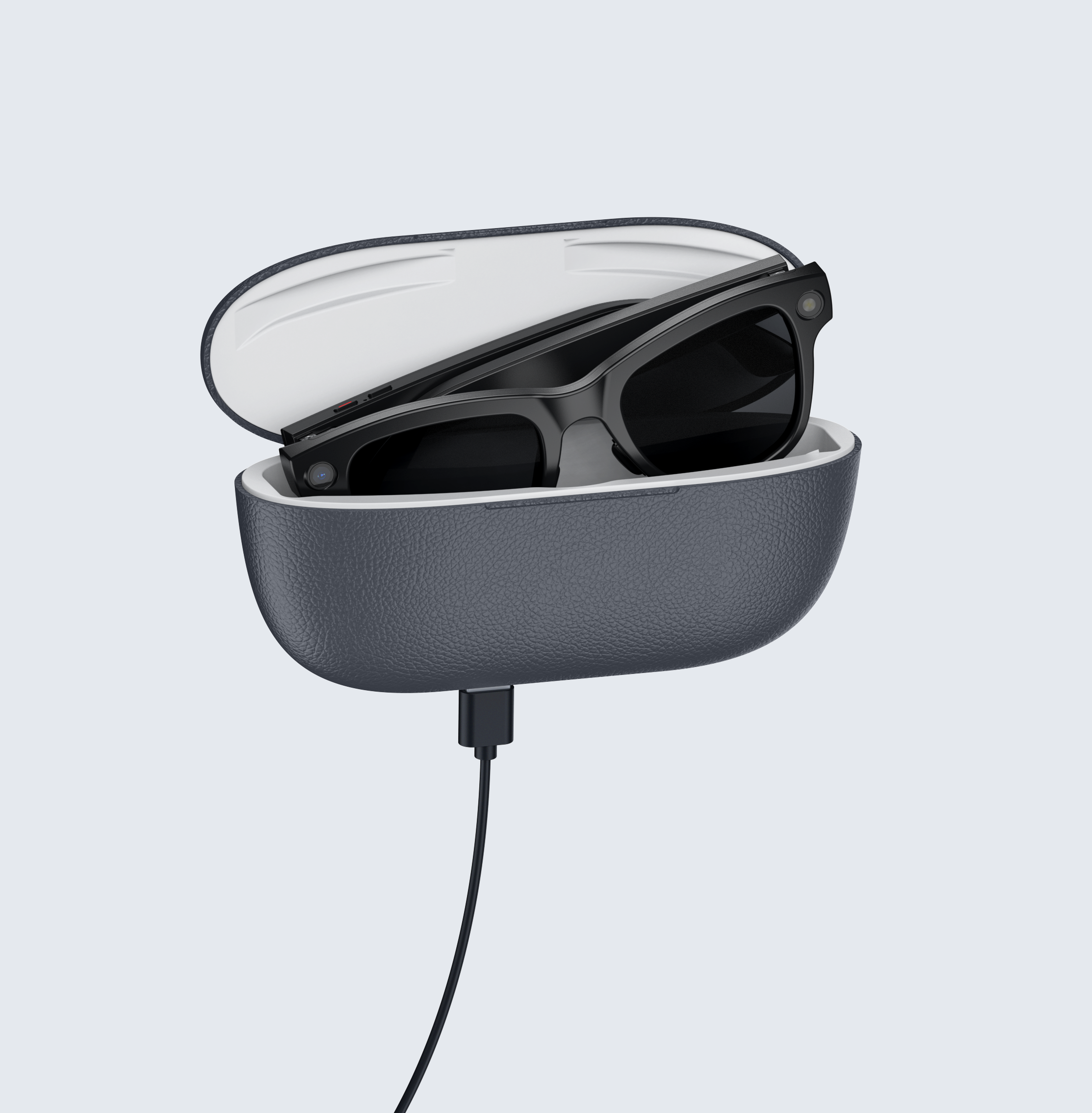 Glasses with black charging case