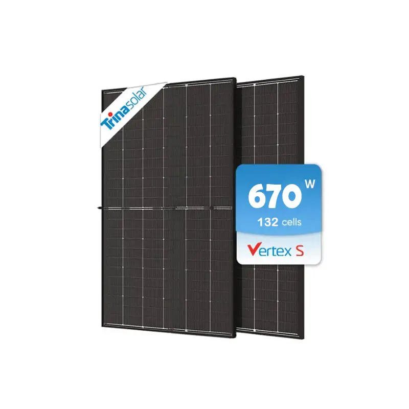 Trina TSM-DE21 de panneau solaire 635W 640W 645W 650W 660W Panneaux PV Kit de système hybride bifacial à sommet noir complet