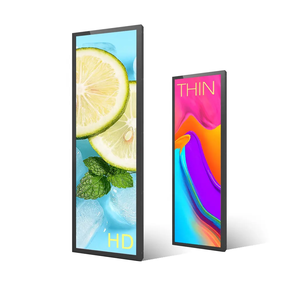 Gli scaffali ad alta luminosità visualizzano un chiosco pubblicitario LCD a doppia faccia con touch screen a cornice stretta