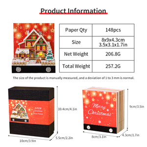 Santa nhà 3D Memo Pad nghệ thuật dính ghi chú notepad 3D thẻ giấy thủ công nhiều màu bóng 3D 2026 lịch để trang trí bàn - Product Image 6