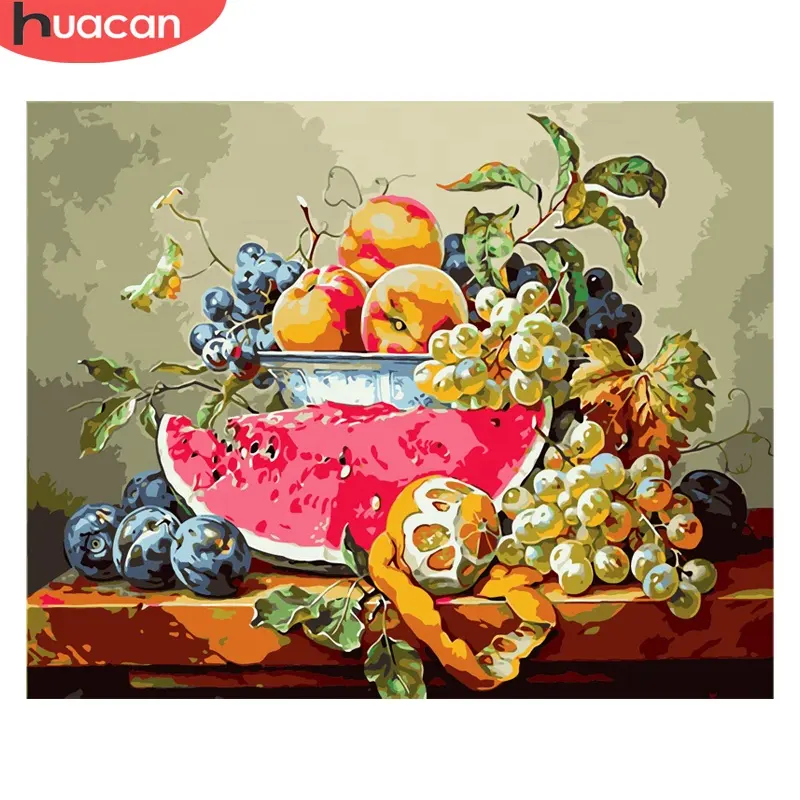 Huacan pintura por número fruta paisaje dibujo sobre lienzo pintado a mano pintura arte regalo Diy imágenes por número Kits