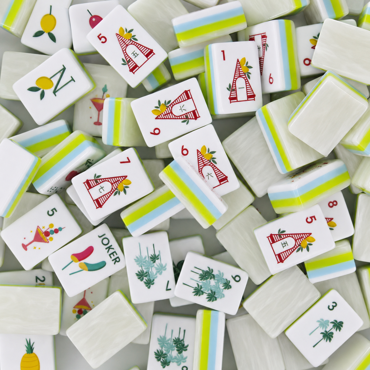 Fichas de Mahjong Océano de Cristal Verde