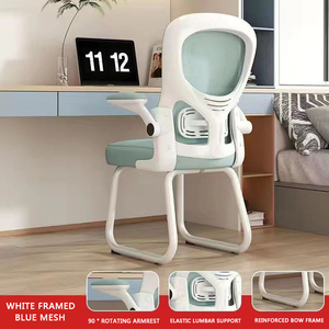 Silla de ordenador de tela de malla con diseño de lazo de cuero, función de masaje para oficina, ingeniería, estudiante, aprendizaje, silla de escritorio para juegos - Product Image 5