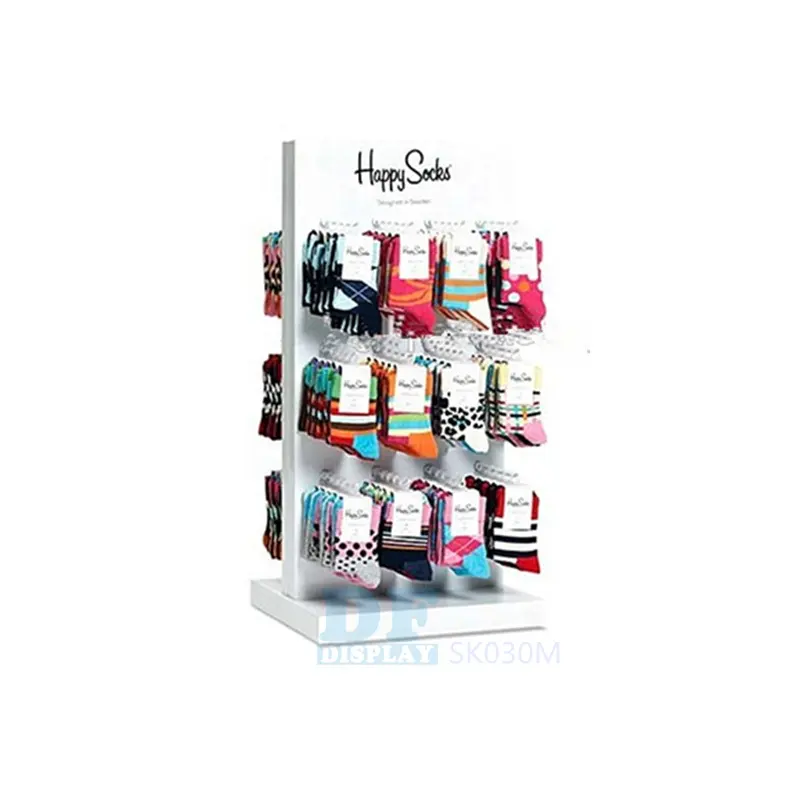 SK030 espositore HAPPY SOCK Stand con 24 pezzi di ganci a doghe DFDISPLAY/doppio gancio laterale scaffale pegboard