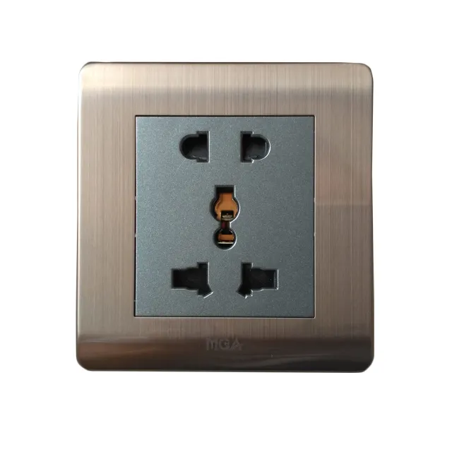 Enchufe de pared 250v 2 pin, 3 pin, seguro interior eléctrica socket universal