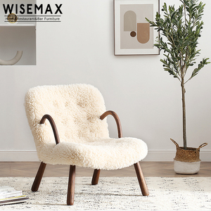WISEMAX家具豪华休闲椅室内家具室内装饰彩色织物实心灰木腿酒店低扶手椅