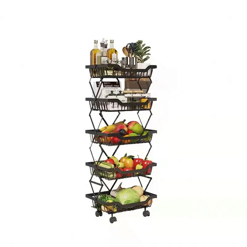 Disposizione creativa cesti di frutta pieghevoli, frutta e verdura carrello portaoggetti per verdure cestello cucina