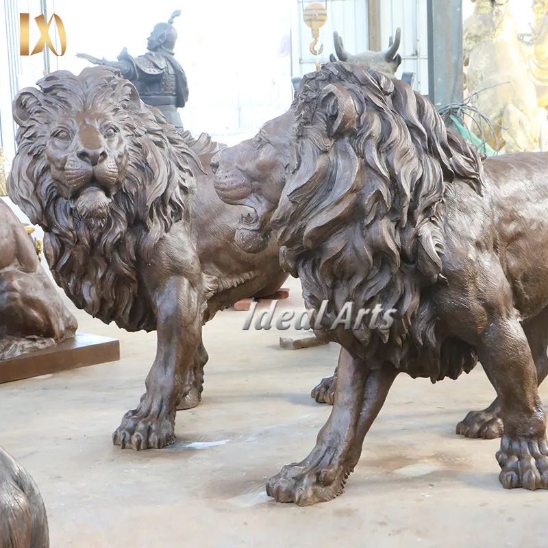 Personalizado jardim ao ar livre bronze animal grande permanente Patina Bronze leão escultura estátua