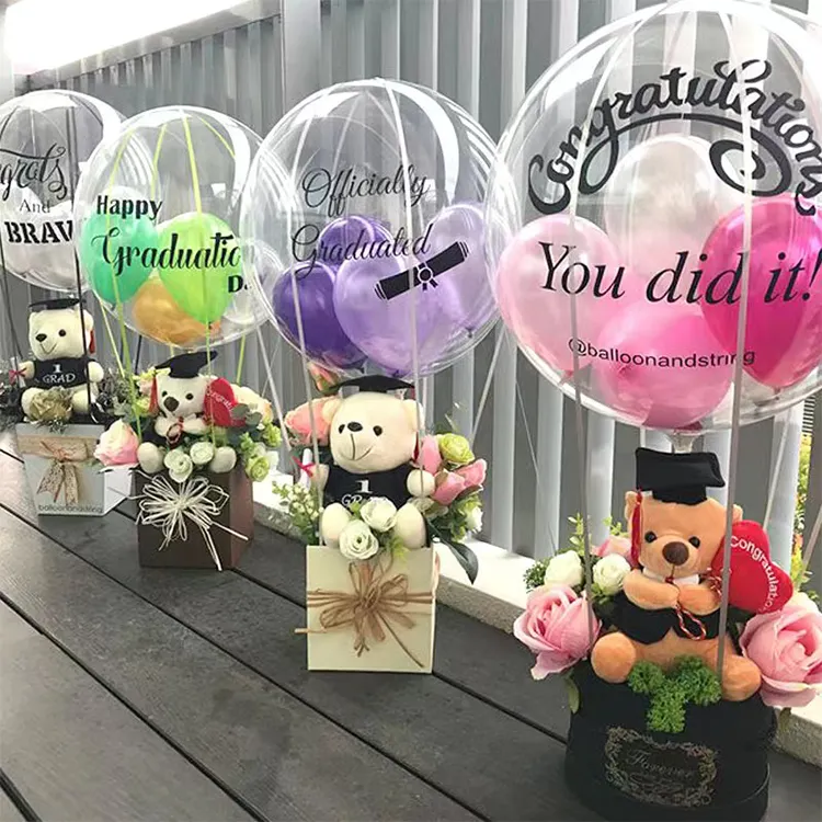 Cesto di fiori palloncino bobo a bocca larga con fiori decorare regali per il compleanno matrimonio baby shower