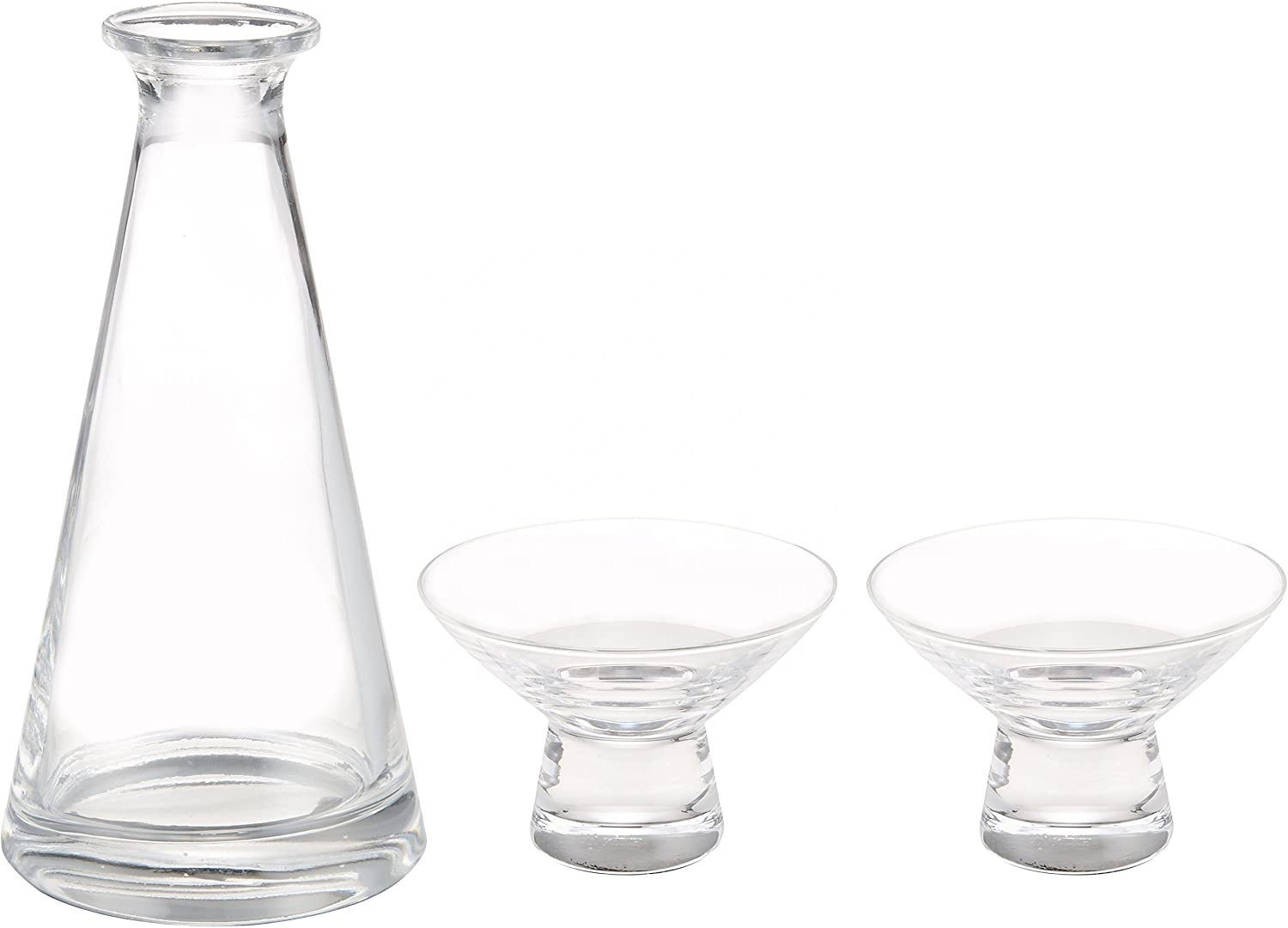Carafe en verre et deux tasses à saké EDO-17 Edo