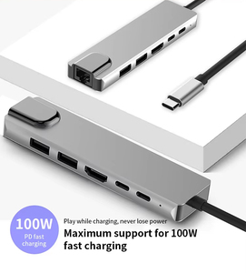 XPUT 4K <span class=keywords><strong>Hub</strong></span> <span class=keywords><strong>USB</strong></span> 3.0 RJ45 Multiport adaptörü şarj 6 in 1 alüminyum alaşım tipi C Laptop ve PC için uyumlu - Product Image 6