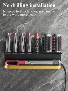 Dyson Aan De Muur Gemonteerde Föhn Beugel Aluminium Badkamer Organizer Rack Met Vierkant Patroon Voor Thuisgebruik En Gereedschapsreiniging Opslag - Product Image 5