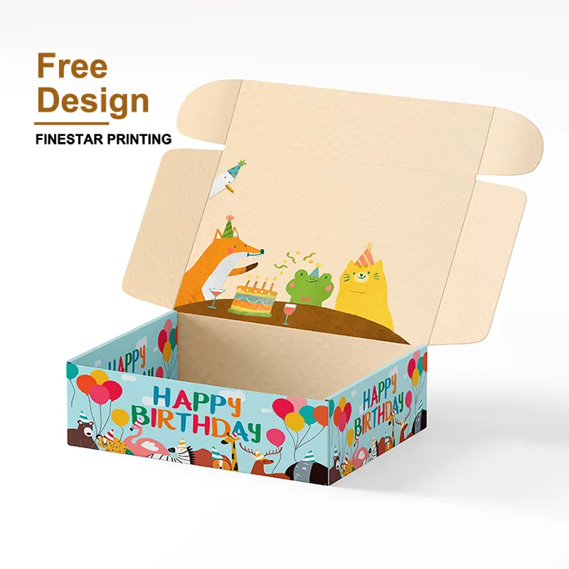 Cajas de Regalo con estampado de animales para niños, embalaje cuadrado personalizado, para Emballage, feliz cumpleaños, novedad