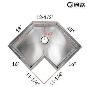 厨房安装角水槽金色饰面16号不锈钢热卖厨房和浴室30英寸定制标志现代