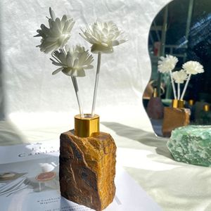 Ham kristal gül kuvars aventurin Reed difüzör boş şişe kaba taş aromalı uçucu yağ difüzör şişe - Product Image 2