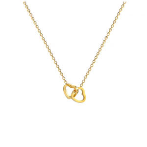 Roestvrijstalen Dubbele In Elkaar Grijpende Ring Ketting Voor Vrouwen Met Hart Hanger Chique Sleutelbeenketting - Product Image 3