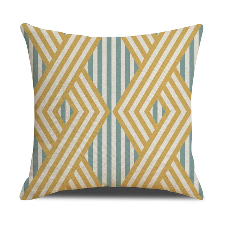 Nordic Geometric Plaid Linen Pillowcase Cushion Cover Printed Car Sofa Bed Pillow Cushion Pillow Cover