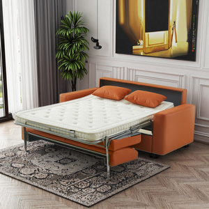 Ghế <span class=keywords><strong>sofa</strong></span> giường gấp đôi hiện đại bằng da sinh thái, có thể mở rộng thành giường đôi, có cần kéo tay, khung kim loại, dành cho phòng khách - Product Image 1