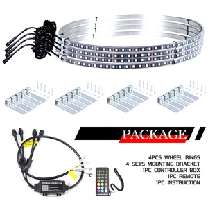 15.5&quot; Illuminated LED Wheel Rings 4pcs One Kit Rim Light KIT RGB APP Controlled LED Wheel Light for Car