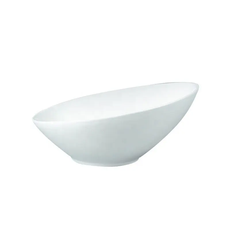 Vente en gros blanc pur créatif bols à mélanger inclinés en céramique bols à salade de légumes et de fruits bol en céramique