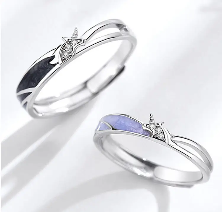 ROMY Best seller Classics Women 925 anelli in argento Sterling Cubic Zirconia Diamond coppia set di fedi nuziali in argento sterling 925