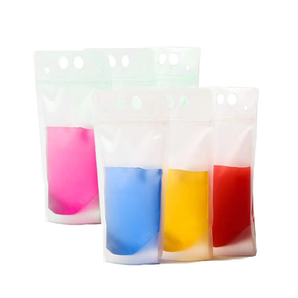 Plastic high quality liquid spout 100ml 200ml 250ml 500ml juice custom clear beverage bag drink pouches
