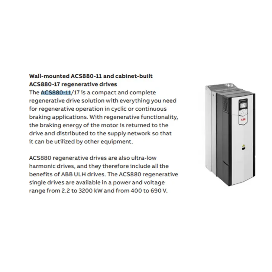 공식 인증 정품 최적의 가격 ABB 산업용 드라이브 ACS880-11 시리즈 3 상 주파수 변환기