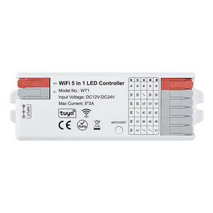 WT-1 5CH RGB RGBW CCT диммер 5 в 1 синий зуб светодиодный контроллер световой полосы 12-24VDC постоянное напряжение светодиодный Wi-Fi контроллер для освещения - Product Image 1