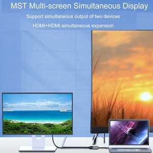 4合1 4k双显示器HDMI视频Type-C集线器扩展坞USB C至双4K HDMI MST适配器，带2个HDMI USB 2.0和PD - Product Image 3