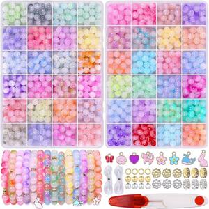 1700 buah 8mm 48 warna manik-manik kaca cantik berkilau kit manik-manik Kaca Gelang DIY dewasa anak-anak membuat perhiasan mainan - Product Image 1
