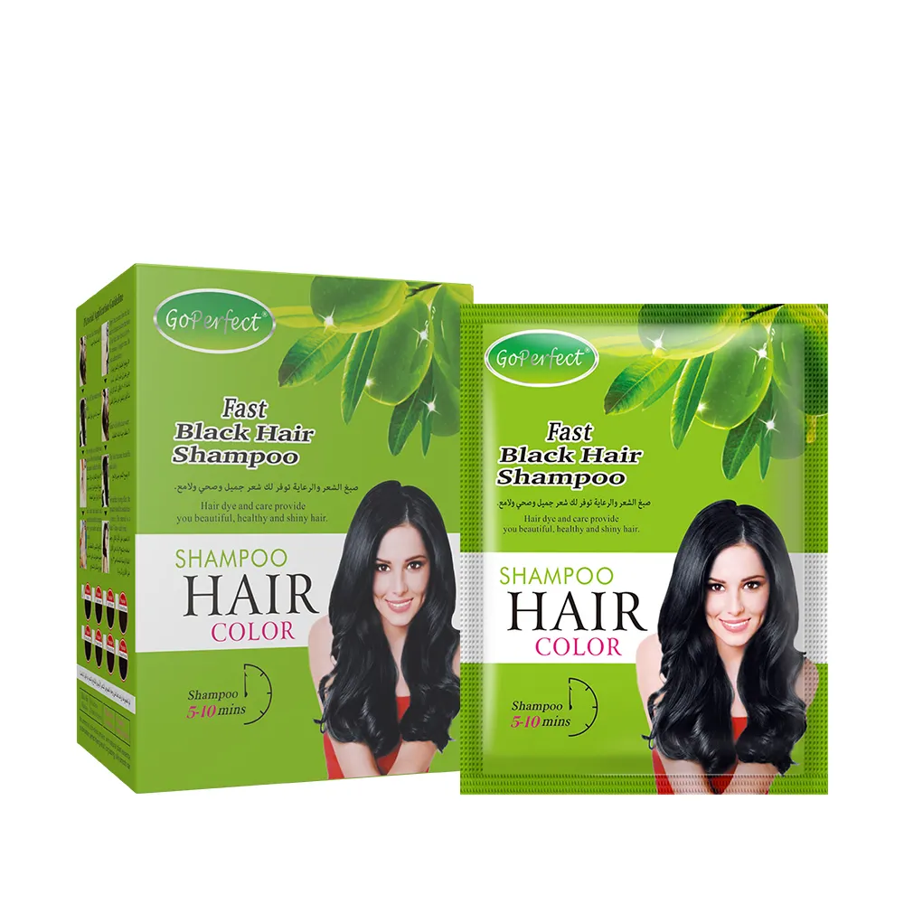 Herbal Goperfect Preto Cabelo Tintura Shampoo Oliva Natural Semi Cor Permanente Cabelo Shampoo Cabelo Escuro de Cinza para Preto 3 Anos