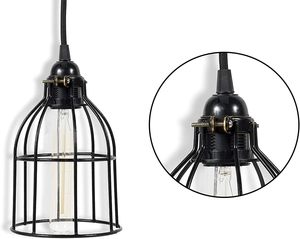 Lampu gantung Modern, lampu kap lampu gantung kawat logam silinder