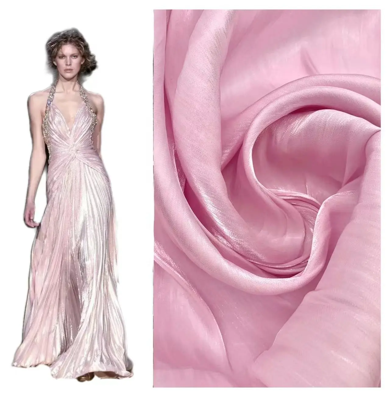 Neuankömmling eleganter Flüssig kristall Shinny Seide Satin Glitter Stoff für Party kleid Abendkleid