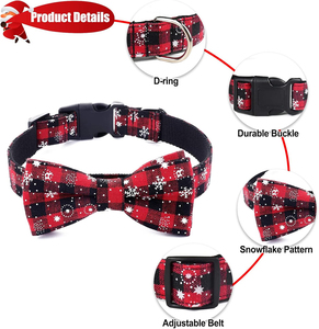 Tanpopo圣诞狗项圈领结经典雪花图案可爱光释放扣小狗猫宠物配件 - Product Image 2