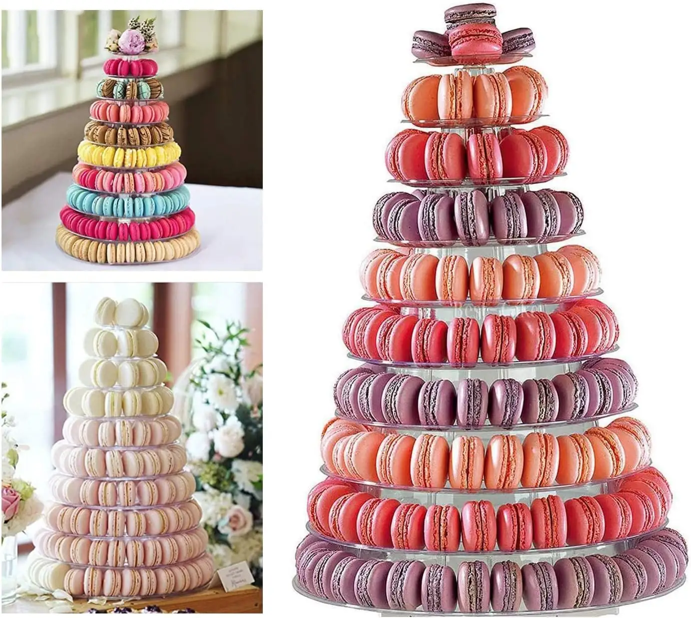 Macaron Tower Stand rotondo Macaron torre espositore Cupcake porta torta