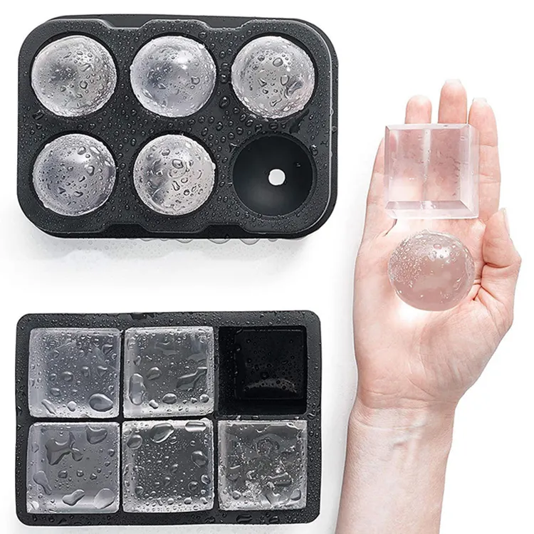 Fabricante de bolas de hielo de silicona personalizado, modelo de cubitos de hielo, bandeja para whisky, molde de bola de hielo de silicona