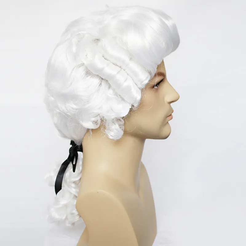 Amazo vendita calda Barrister parrucca capelli sintetici parrucca giudice avvocato Mullet per uso formale in corte e Costume