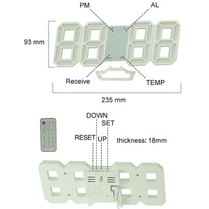 EMAF Modern Home Decorate Remote Control 3D LED Table Wall Clock Time Day Temperature Alarm Clock with 99'99'' <strong>Timer</strong> Function - Product Image 6