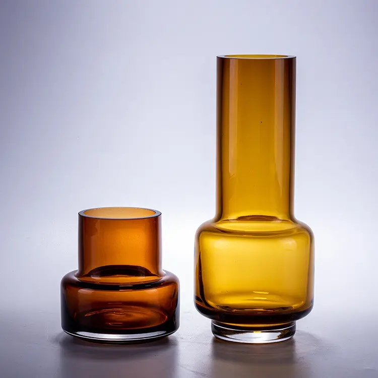 Nordic Transparant Amber Glas Vaas Creatieve Woonkamer Tafelblad Hydrocultuur Bloemenvaas Decoratie