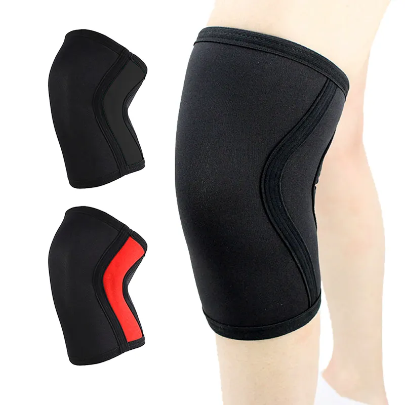 Manchon de Support de genou en néoprène personnalisé, pour la gymnastique, l'haltérophilie, la Compression, 5mm, 7mm